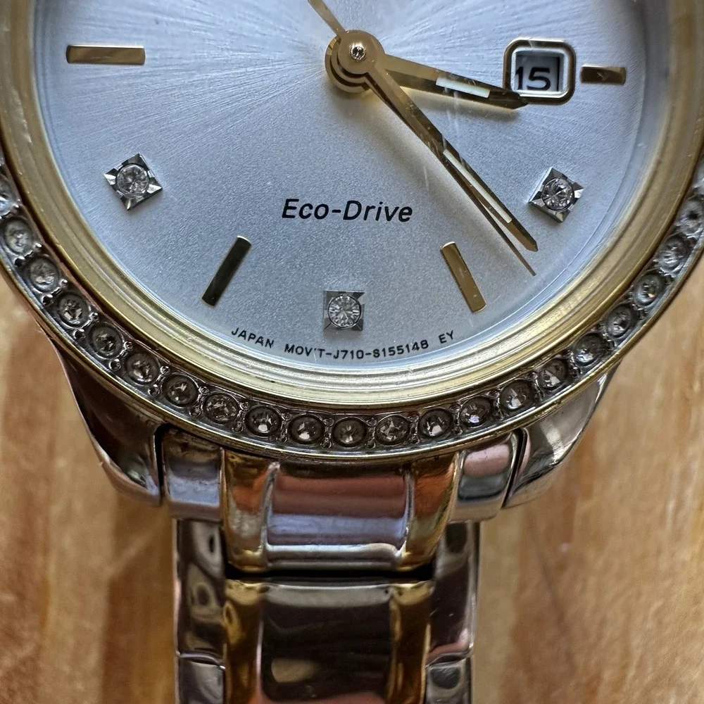 Citizen Eco-Drive Women's Two-Tone Diamond Accent Calendar Watch J710-S112818